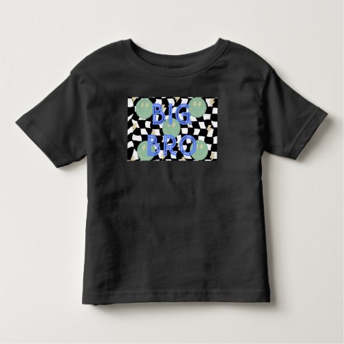 Retro âœBig Broâ Checkered and Lightening Bolts Toddler T_shirt