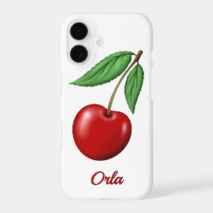 Retro Big Red Cherry Fruit Design Personalized iPhone 17 Case