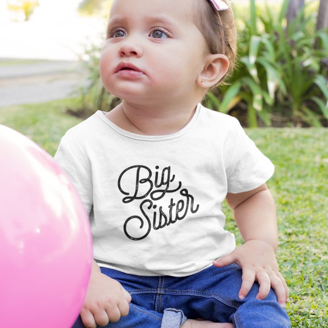 Retro Big Sister Black Typography Toddler T-shirt (Creator Uploaded)