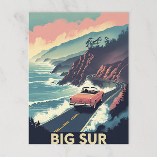 Retro Big Sur Coastal Drive Convertible Postcard