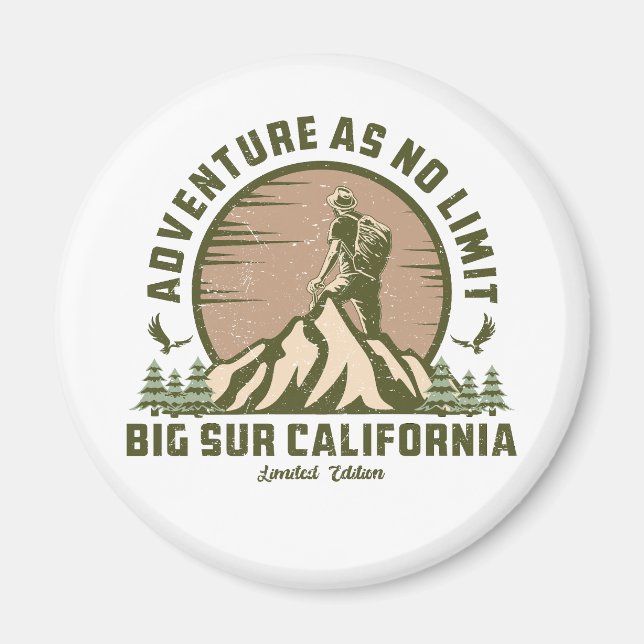 Retro Big Sur Hike Sunset T-Shirt Magnet (Front)