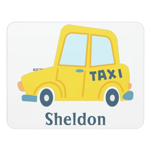 Retro big yellow taxi cab personalized door sign