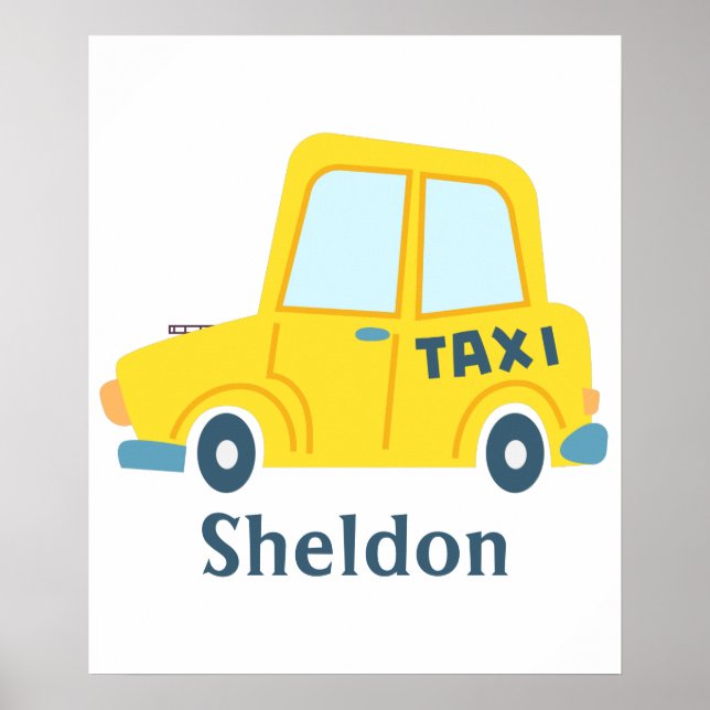 Retro big yellow taxi cab personalized poster (Front)