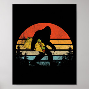 Retro Bigfoot Carrying Taco Funny Cinco De Mayo Sa Poster