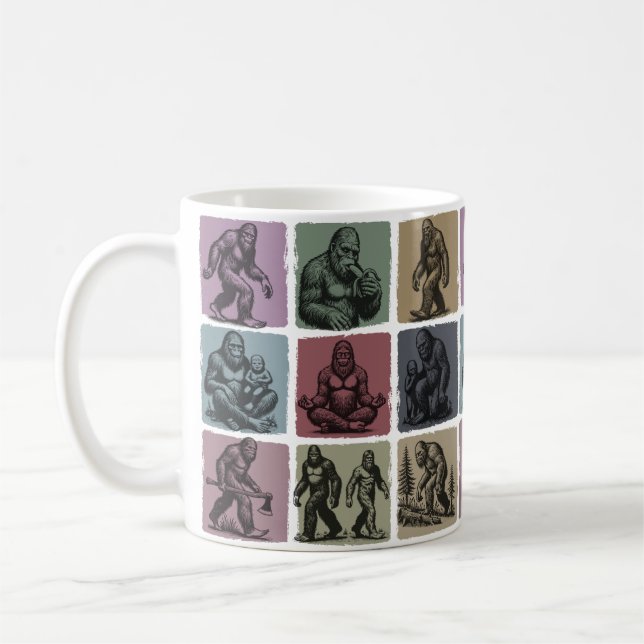 Retro Bigfoot Drinkware Vintage Sasquatch Gift Coffee Mug (Left)