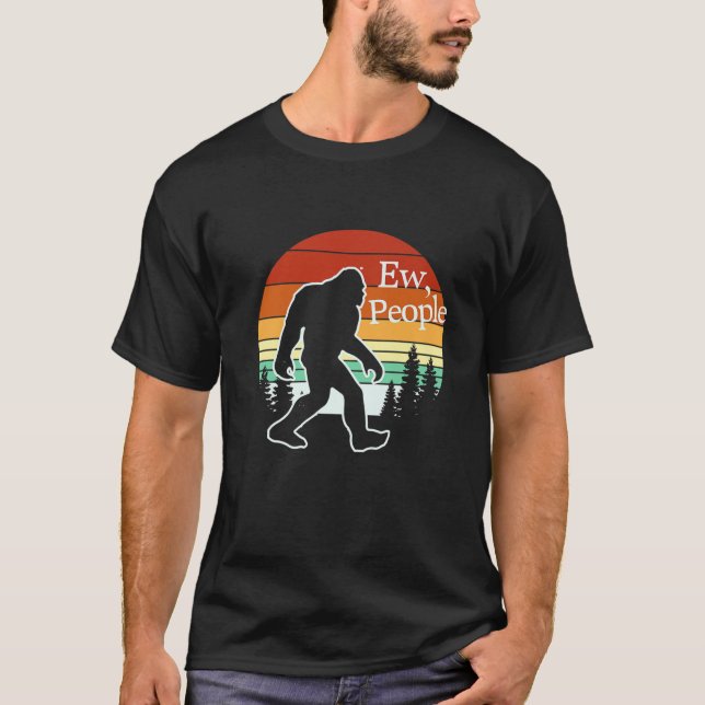 Retro Bigfoot Ew People Funny Sasquatch T-Shirt (Front)