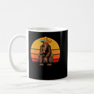 Retro Bigfoot Holding Pizza Mexican Sasquatch Cinc Coffee Mug