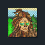 Retro Bigfoot | Pop Art Sasquatch  Canvas Print<br><div class="desc">Retro pop art style hand drawn cool Bigfoot with groovy glasses and stylish ponytail.</div>