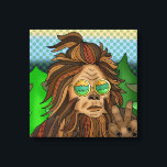 Retro Bigfoot | Pop Art Sasquatch  Canvas Print<br><div class="desc">Retro pop art style hand drawn cool Bigfoot with groovy glasses and stylish ponytail.</div>