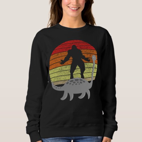 Retro Bigfoot Riding The Loch Ness Women  Sweatshirt