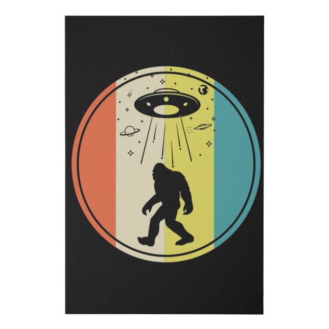Retro Bigfoot Sasquatch Alien Faux Canvas Print (Front)