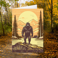 Retro Bigfoot Sasquatch Mountains Birthday