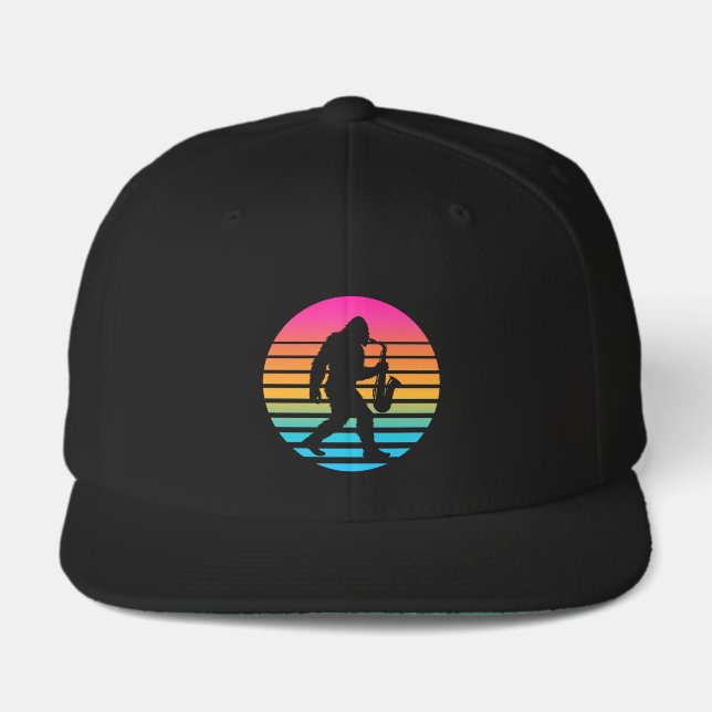 Retro Bigfoot Saxophone Sunset Visor (Front)