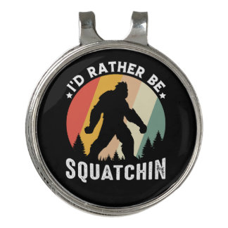 Retro Bigfoot Silhouette Squatchin Graphic Dad Golf Hat Clip