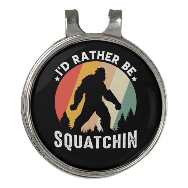 Retro Bigfoot Silhouette Squatchin Graphic Dad Golf Hat Clip (Front)