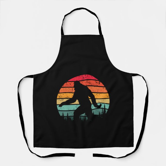 Retro Bigfoot Silhouette Sun Believe! Original 80' Apron (Front)