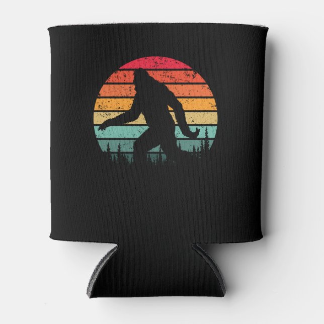 Retro Bigfoot Silhouette Sun Believe! Original 80' Can Cooler (Front)