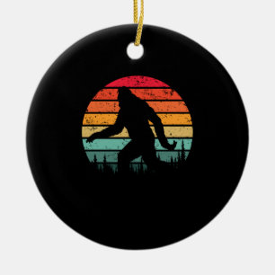 Retro Bigfoot Silhouette Sun Believe! Original 80' Ceramic Ornament