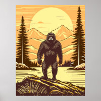 Retro Bigfoot Vintage Sasquatch Mountains