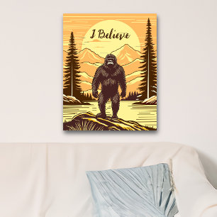 Retro Bigfoot Vintage Sasquatch Mountains   Poster