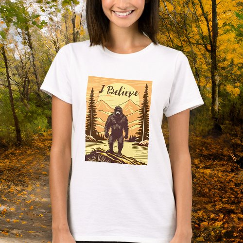 Retro Bigfoot Vintage Sasquatch Mountains   T_Shirt