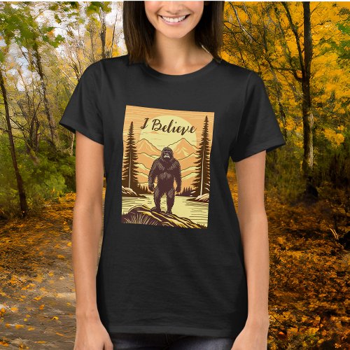 Retro Bigfoot Vintage Sasquatch Mountains   T_Shirt