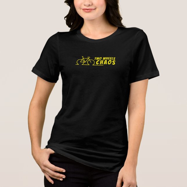 Retro bike Girl Irony black yellow Tri-Blend Shirt (Front)