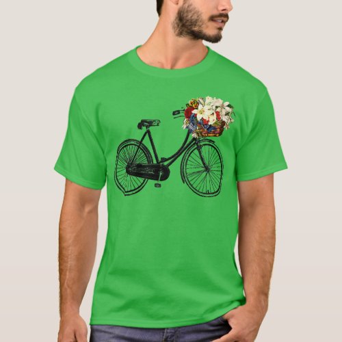 Retro  Bike Vintage Bicycle Flower Basket  Cruiser T_Shirt