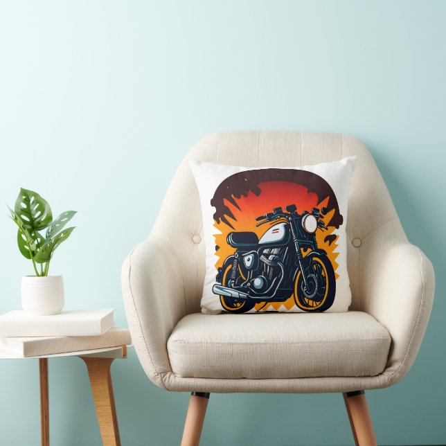 Retro Biker  Throw Pillow (Chair)