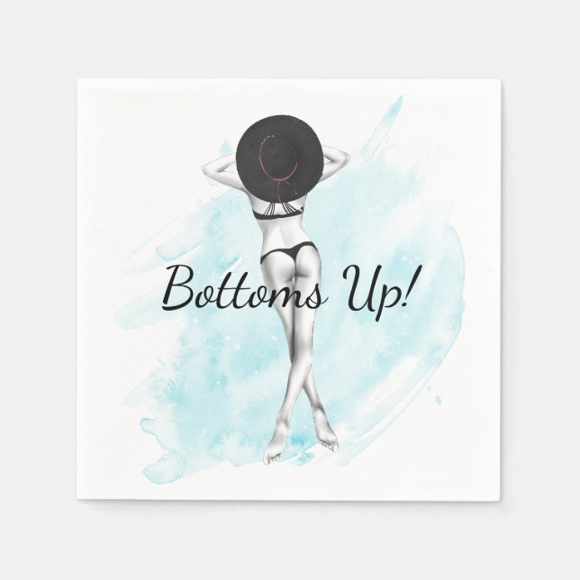 Retro Bikini Girl Adult Party Napkins (Front)
