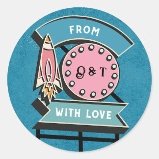 Retro Billboard Sign Wedding Classic Round Sticke Sticker