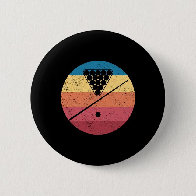 Retro Billiards Cue Stick Pool Table Snooker Pyram Button (Front)