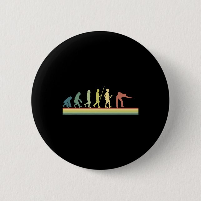 Retro Billiards Human Evolution Lover Gift Pool Sn Button (Front)