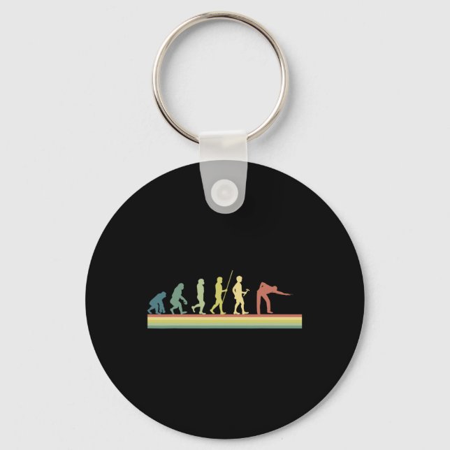Retro Billiards Human Evolution Lover Gift Pool Sn Keychain (Front)