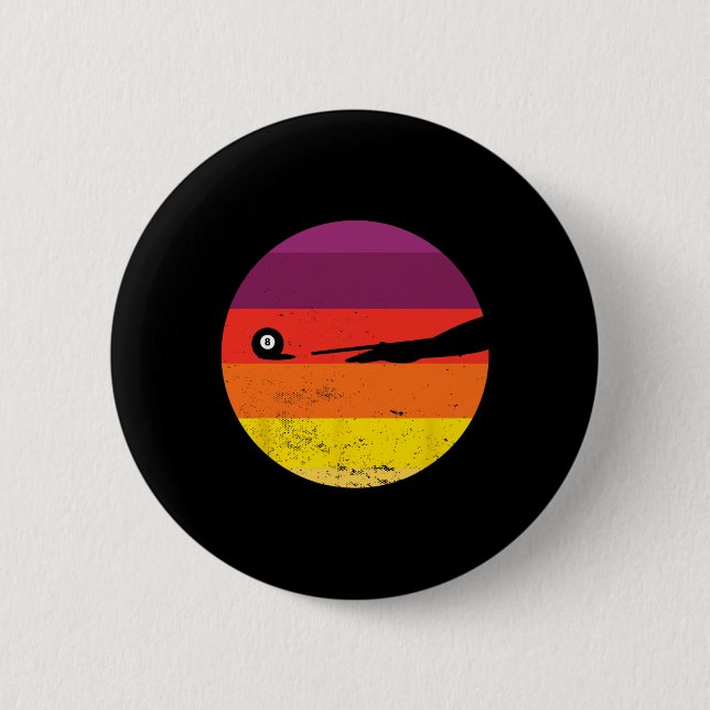 Retro Billiards Silhouette Pool Table Snooker Pyra Button (Front)