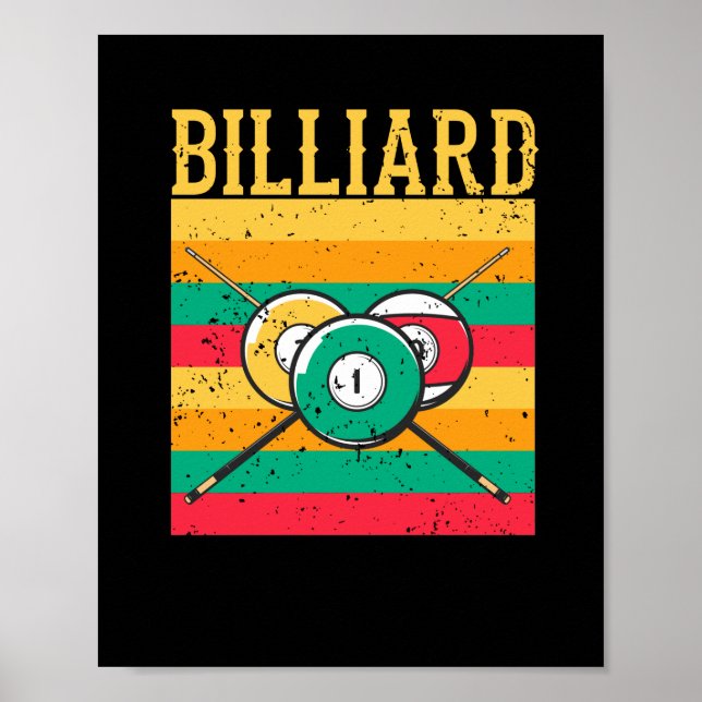 Retro Billiards Table 8-Ball Vintage Pool Snooker Poster (Front)