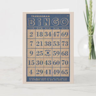 Retro Bingo Card Blue and Tan