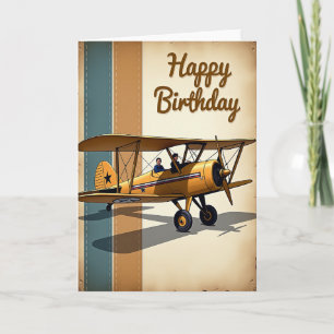 Retro Biplane Birthday Card