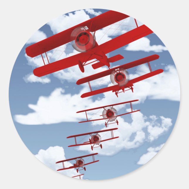 Retro Biplane Classic Round Sticker (Front)