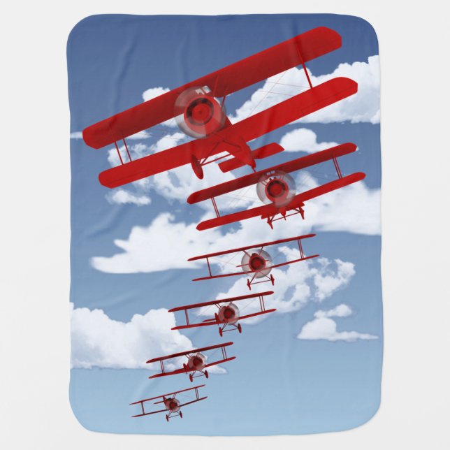 Retro Biplane Swaddle Blanket (Front)