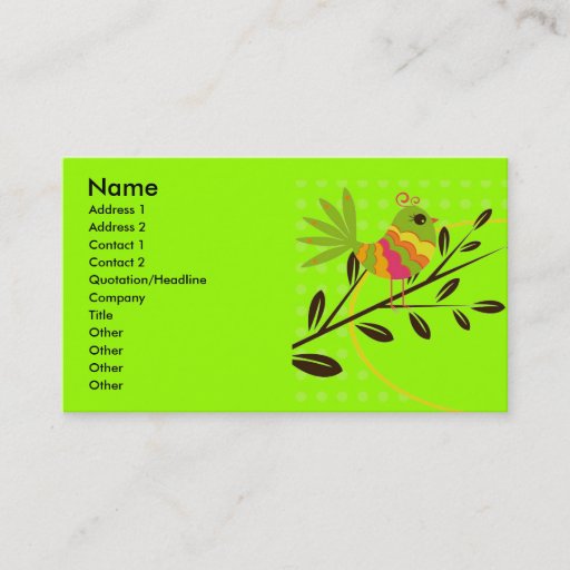 Customizable Retro Bird and Flowers Business Card