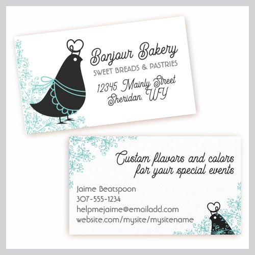 bird chef retro chef catering business card