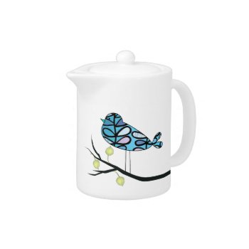 Retro Bird Design Teapot by TeaPotBoutique at Zazzle