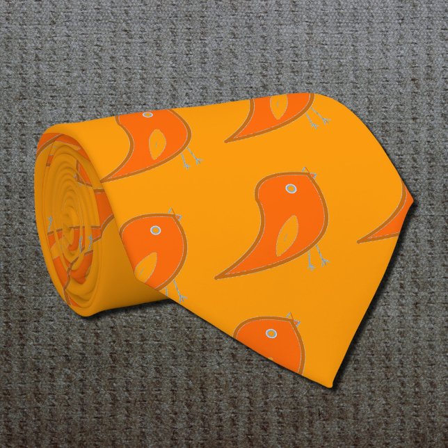 retro bird in orange neck tie (Creator Uploaded)