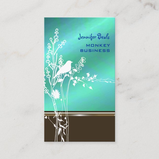 Retro bird on a branch business card (Front)