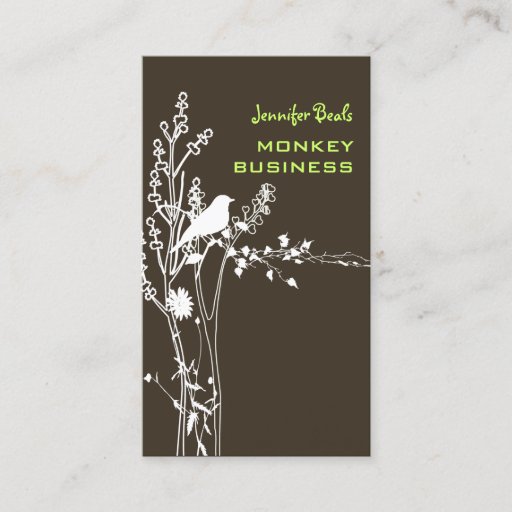 Customizable Retro bird on a branch + brown business card templates