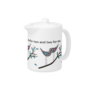 Retro Birds Design Teapot "Tea For Two..."