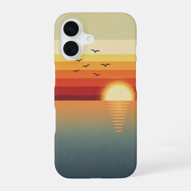 Retro Birds Over the Ocean iPhone Case (Back)