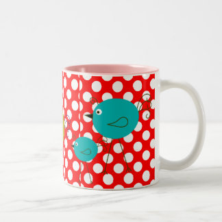 retro birds Two-Tone coffee mug