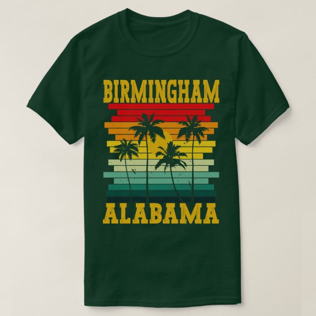 Retro Birmingham Alabama AL Tropical Summer Palm T T-Shirt (Design Front)